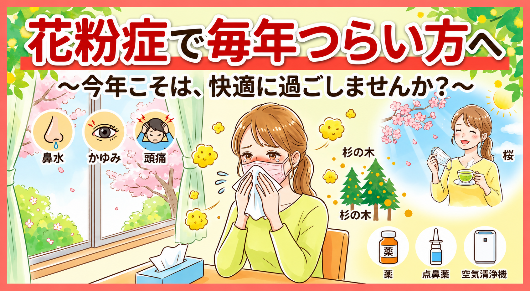 花粉症で毎年つらい方へ